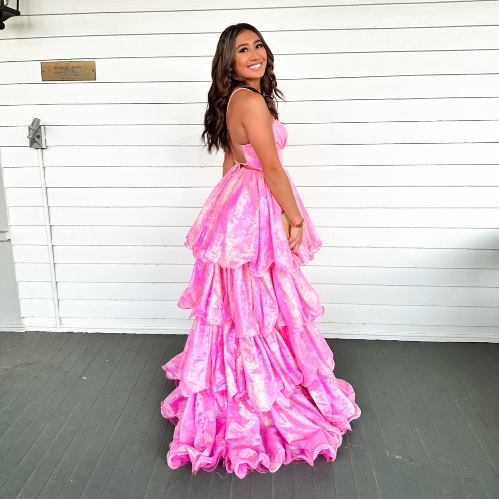 RACHEL ALLAN PINK IRIDESCENT DRESS
